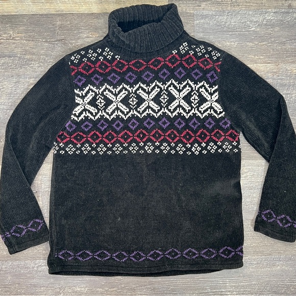 Liz Claiborne Black Turtleneck Sweater size LP petite large B167 - Picture 1 of 4